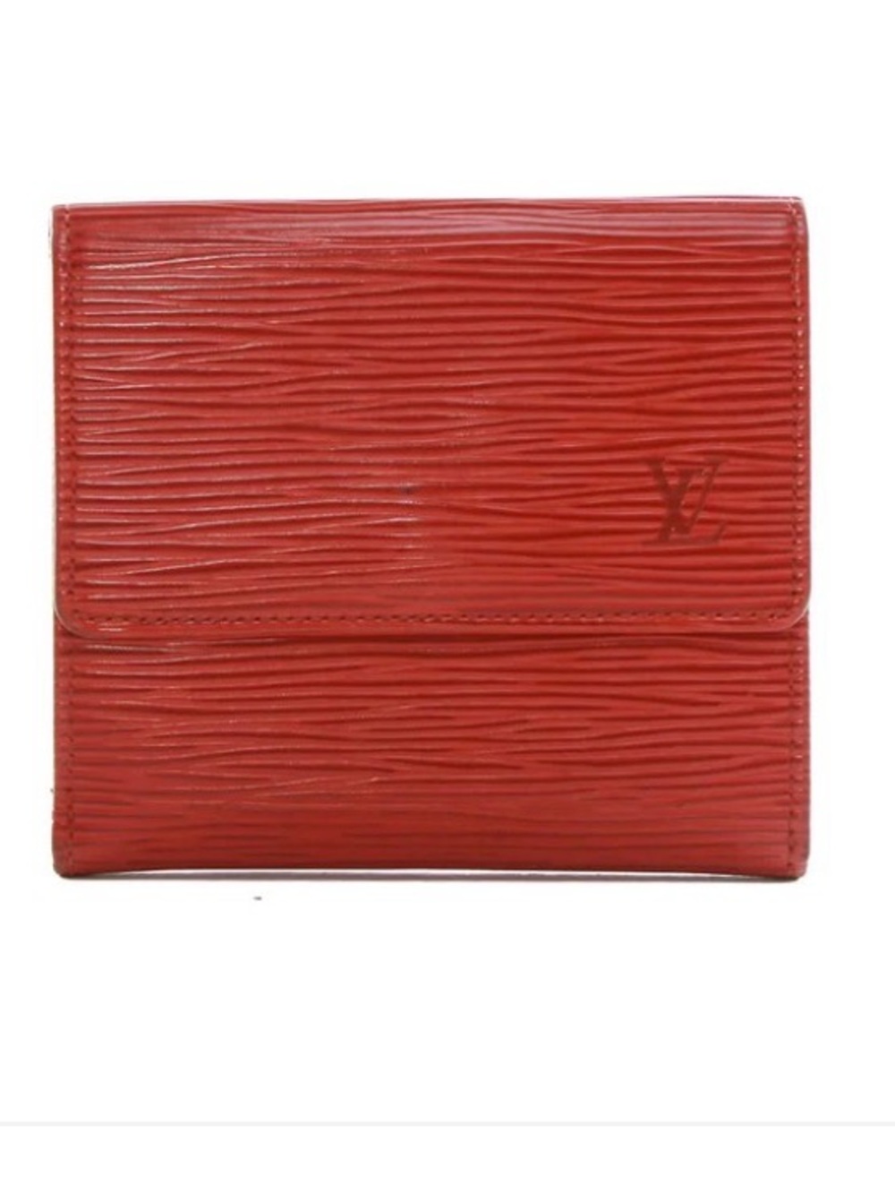 Louis Vuitton Vintage Red Epi Leather Elise Trifold Wallet + Entrupy COA